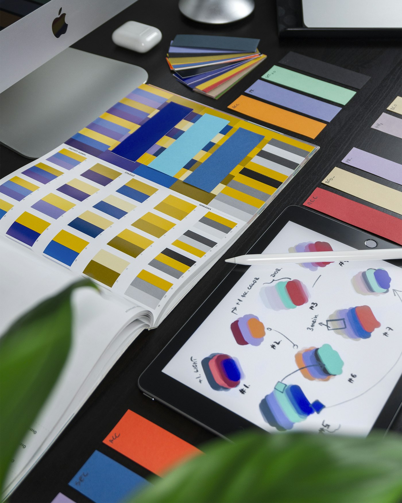 Design process board and interface sketches